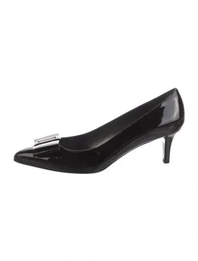 Pre-owned Stuart Weitzman Patent Leather Bow Accents Pumps In Black