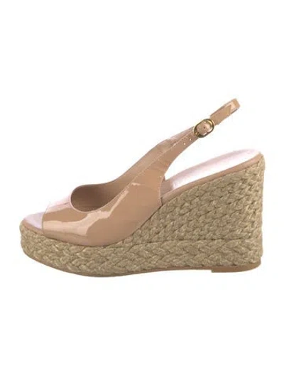 Pre-owned Stuart Weitzman Patent Leather Braided Accents Espadrilles In Neutral