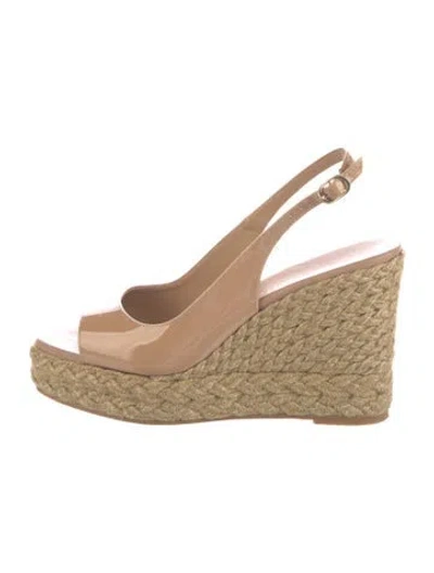 Pre-owned Stuart Weitzman Patent Leather Braided Accents Espadrilles In Neutral