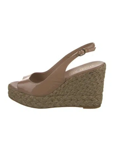 Pre-owned Stuart Weitzman Patent Leather Braided Accents Espadrilles In Neutrals