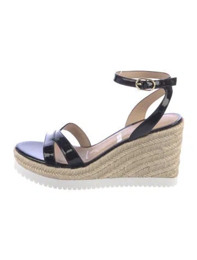 Pre-owned Stuart Weitzman Patent Leather Braided Accents Espadrilles In Neutrals