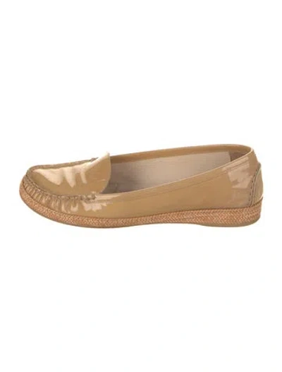 Pre-owned Stuart Weitzman Patent Leather Braided Accents Loafers In Neutrals