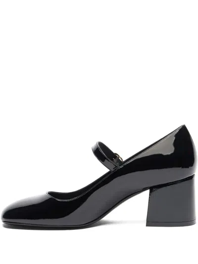 Stuart Weitzman Patent Leather Buckle Pumps In Black