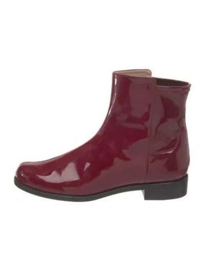 Pre-owned Stuart Weitzman Patent Leather Chelsea Boots In Burgundy