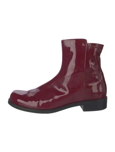 Pre-owned Stuart Weitzman Patent Leather Colorblock Pattern Chelsea Boots In Burgundy