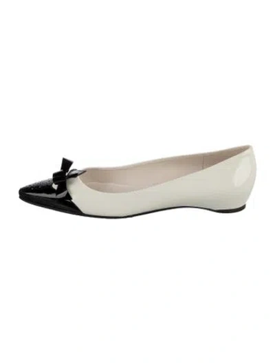 Pre-owned Stuart Weitzman Patent Leather Colorblock Pattern Flats In Neutral