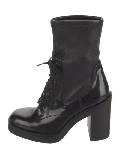 Pre-owned Stuart Weitzman Patent Leather Combat Boots In Black