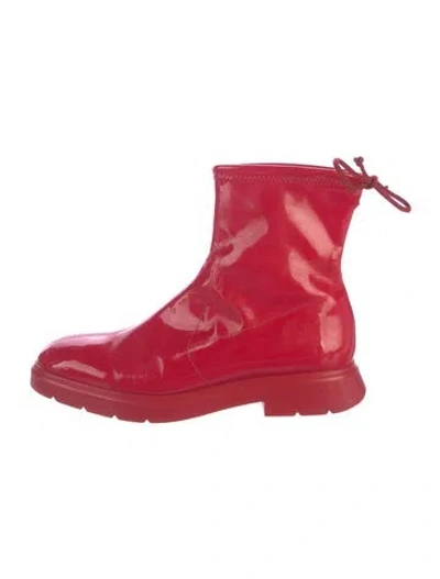 Pre-owned Stuart Weitzman Patent Leather Combat Boots In Red