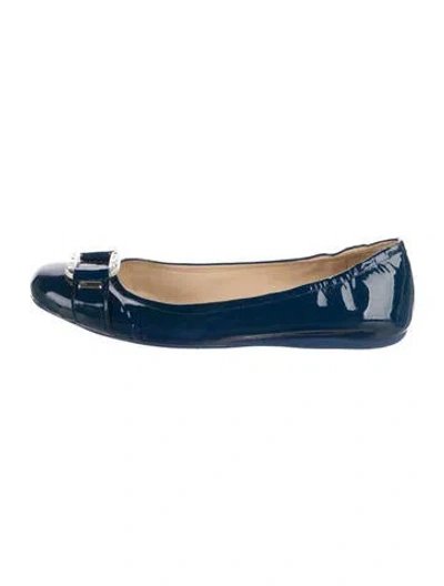 Pre-owned Stuart Weitzman Patent Leather Crystal Embellishments Ballet Flats In Blue