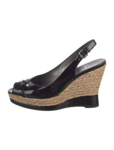 Pre-owned Stuart Weitzman Patent Leather Espadrilles In Black