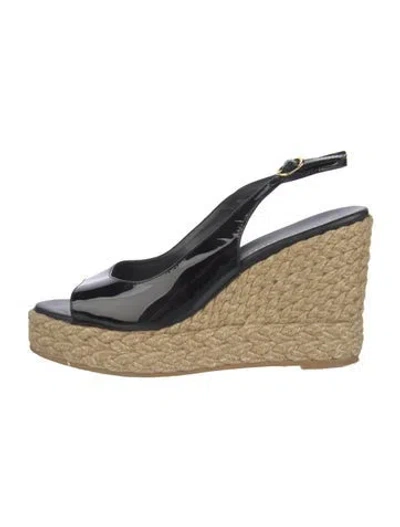 Pre-owned Stuart Weitzman Patent Leather Espadrilles In Black