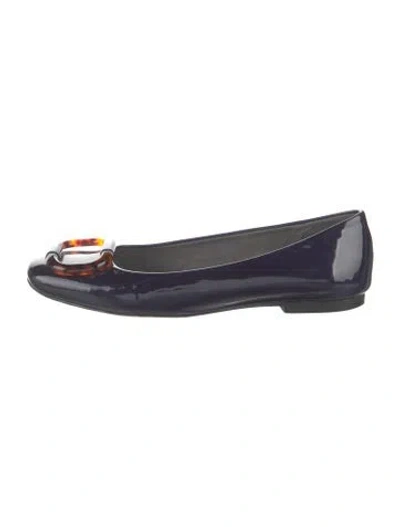 Pre-owned Stuart Weitzman Patent Leather Flats In Blue