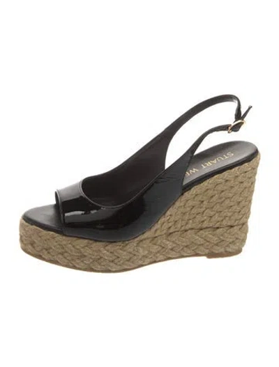 Pre-owned Stuart Weitzman Patent Leather Gladiator Sandals In Black