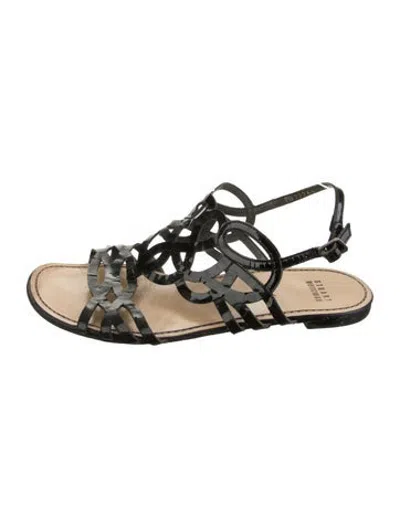 Pre-owned Stuart Weitzman Patent Leather Gladiator Sandals In Black