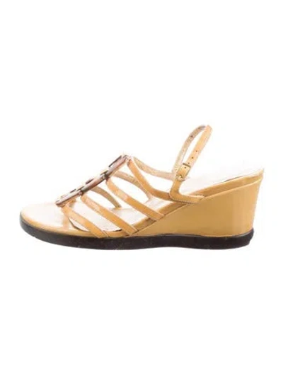 Pre-owned Stuart Weitzman Patent Leather Gladiator Sandals In Yellow