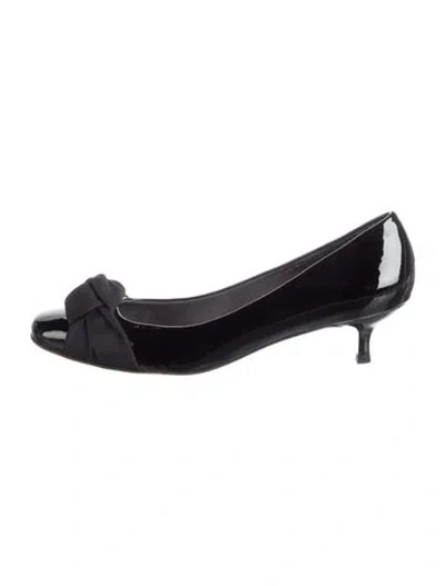 Pre-owned Stuart Weitzman Patent Leather Grosgrain Trim Pumps In Black