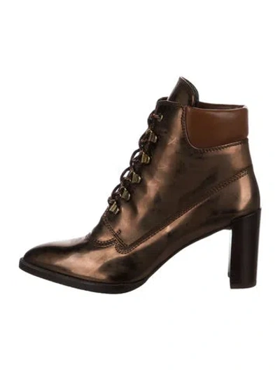 Pre-owned Stuart Weitzman Patent Leather Lace-up Boots