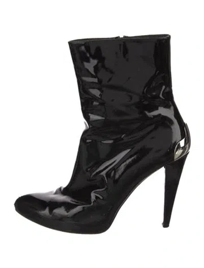 Pre-owned Stuart Weitzman Patent Leather Lace-up Boots In Blue