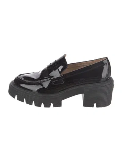 Pre-owned Stuart Weitzman Patent Leather Loafers In Black