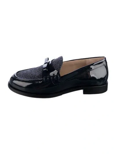 Pre-owned Stuart Weitzman Patent Leather Loafers In Blue