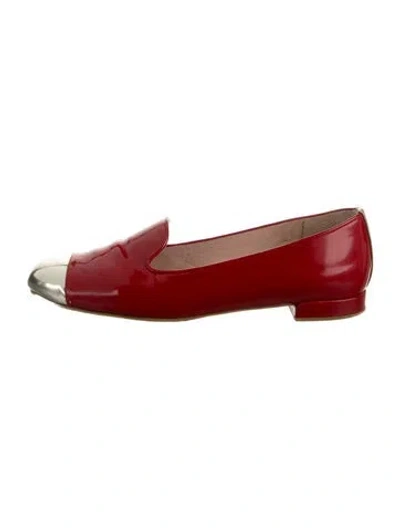 Pre-owned Stuart Weitzman Patent Leather Loafers In Red