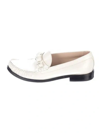 Pre-owned Stuart Weitzman Patent Leather Loafers In White