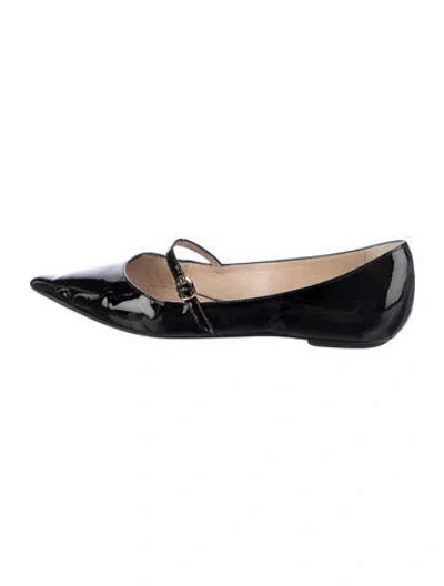 Pre-owned Stuart Weitzman Patent Leather Mary Jane Flats In Blue