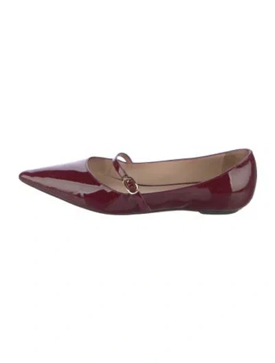 Pre-owned Stuart Weitzman Patent Leather Mary Jane Flats In Burgundy