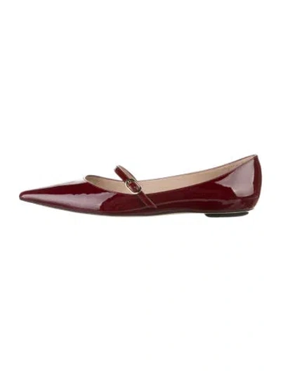 Pre-owned Stuart Weitzman Patent Leather Mary Jane Flats In Burgundy
