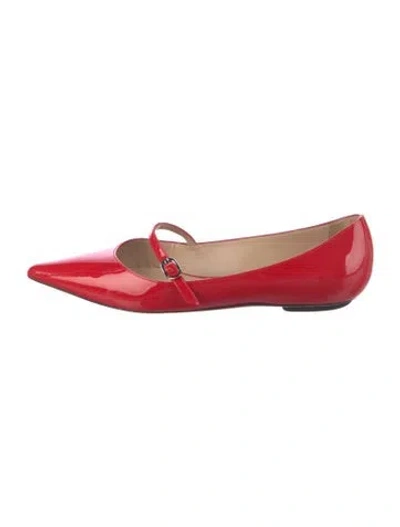 Pre-owned Stuart Weitzman Patent Leather Mary Jane Flats In Red