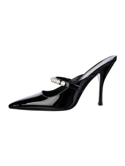 Pre-owned Stuart Weitzman Patent Leather Mules In Black