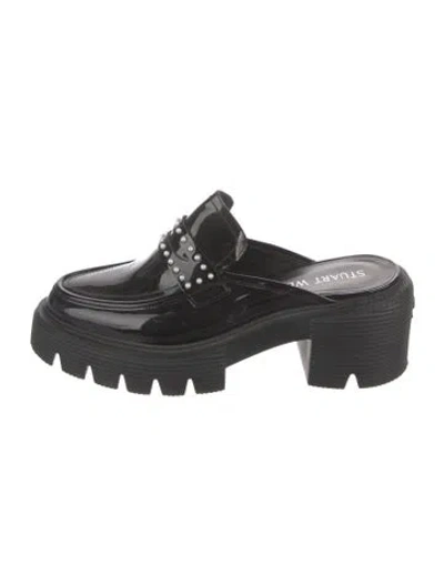 Pre-owned Stuart Weitzman Patent Leather Mules In Black