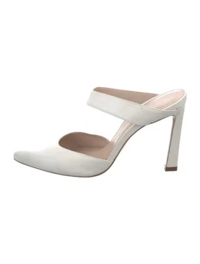 Pre-owned Stuart Weitzman Patent Leather Mules In White
