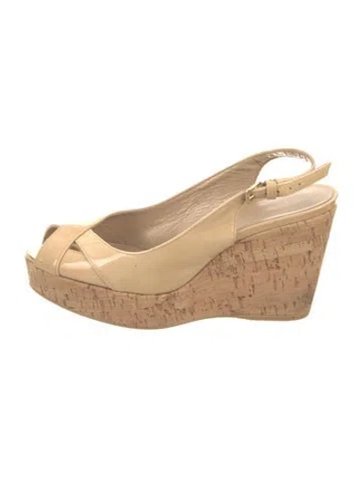 Pre-owned Stuart Weitzman Patent Leather In Neutral