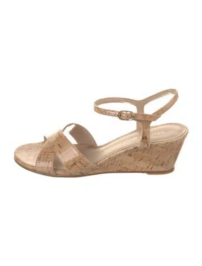 Pre-owned Stuart Weitzman Patent Leather Patterned Espadrilles In Neutral