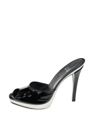 Pre-owned Stuart Weitzman Patent Leather Platform Sandals In Black