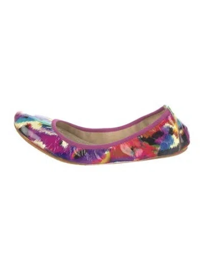 Pre-owned Stuart Weitzman Patent Leather Printed Ballet Flats In Purple