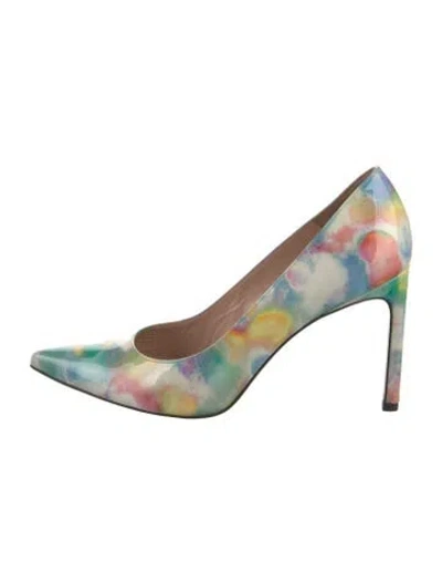 Pre-owned Stuart Weitzman Patent Leather Printed Pumps In Blue