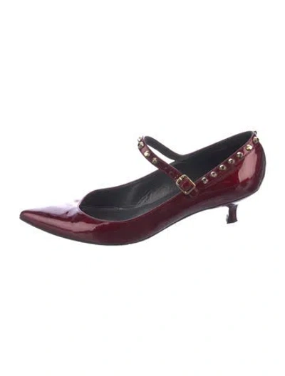 Pre-owned Stuart Weitzman Patent Leather Printed Pumps In Burgundy
