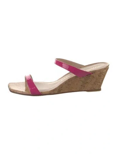 Pre-owned Stuart Weitzman Patent Leather Printed Slides In Neutral
