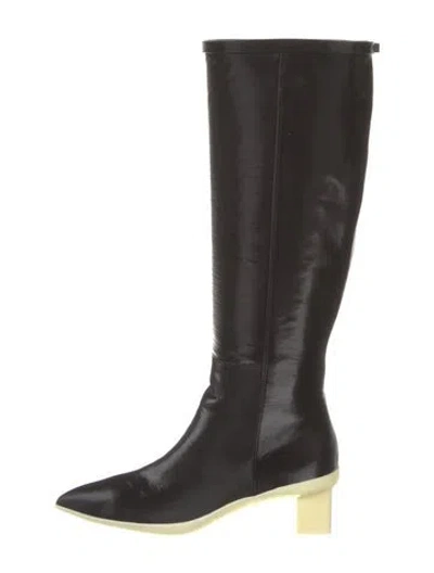Pre-owned Stuart Weitzman Patent Leather Riding Boots In Black