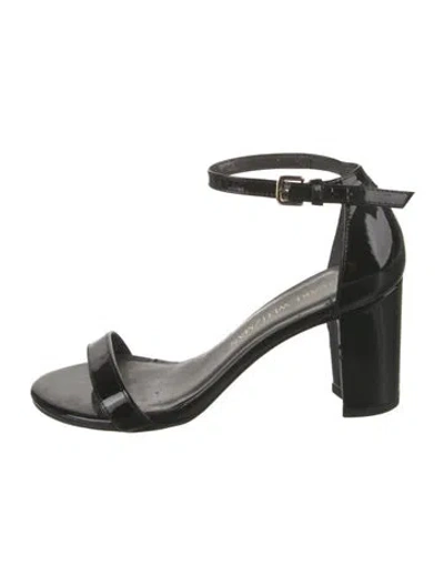 Pre-owned Stuart Weitzman Patent Leather Sandals In Black