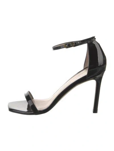 Pre-owned Stuart Weitzman Patent Leather Sandals In Black