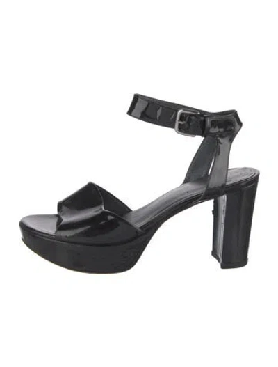 Pre-owned Stuart Weitzman Patent Leather Sandals In Black