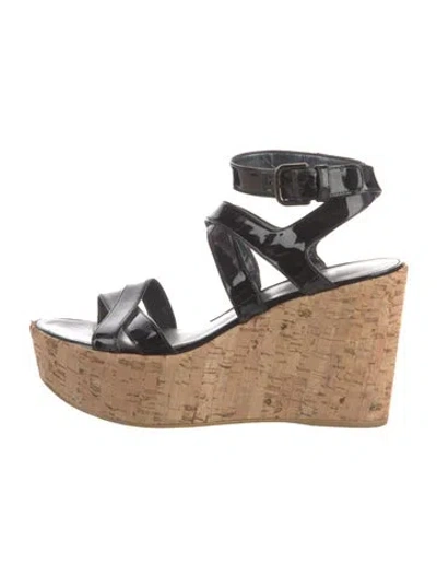 Pre-owned Stuart Weitzman Patent Leather Sandals In Black