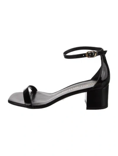 Pre-owned Stuart Weitzman Patent Leather Sandals In Black