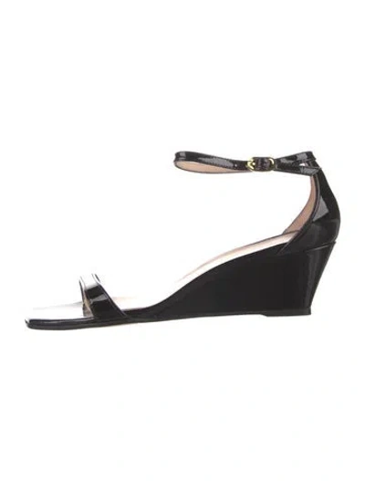 Pre-owned Stuart Weitzman Patent Leather Sandals In Black