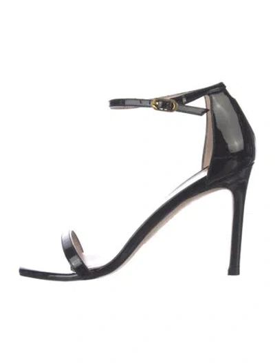 Pre-owned Stuart Weitzman Patent Leather Sandals In Black