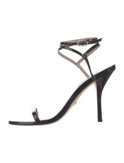 Pre-owned Stuart Weitzman Patent Leather Sandals In Black