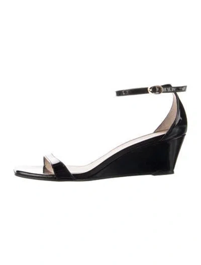 Pre-owned Stuart Weitzman Patent Leather Sandals In Black